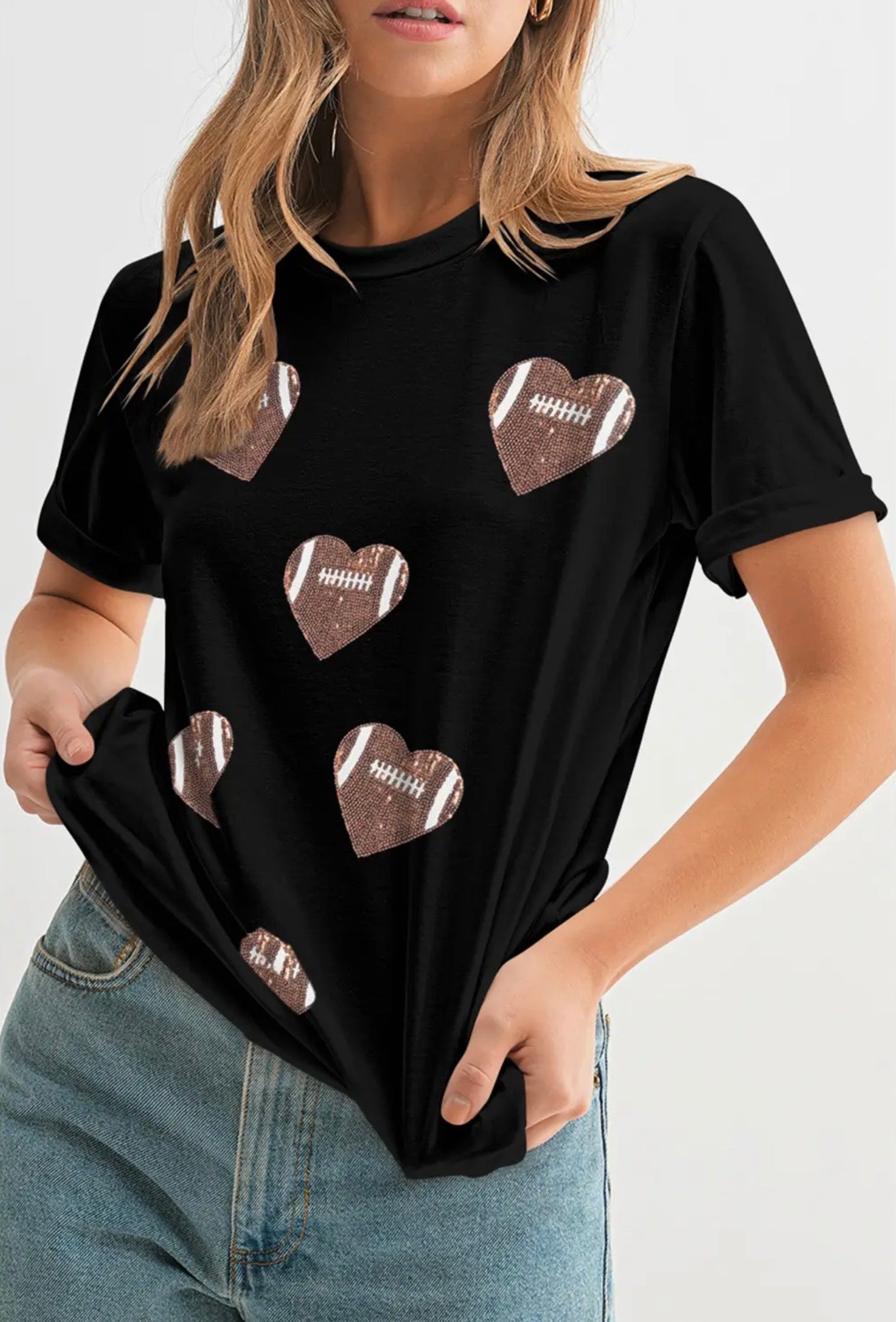 *Pre-order* Women’s Football Sequin Heart Top