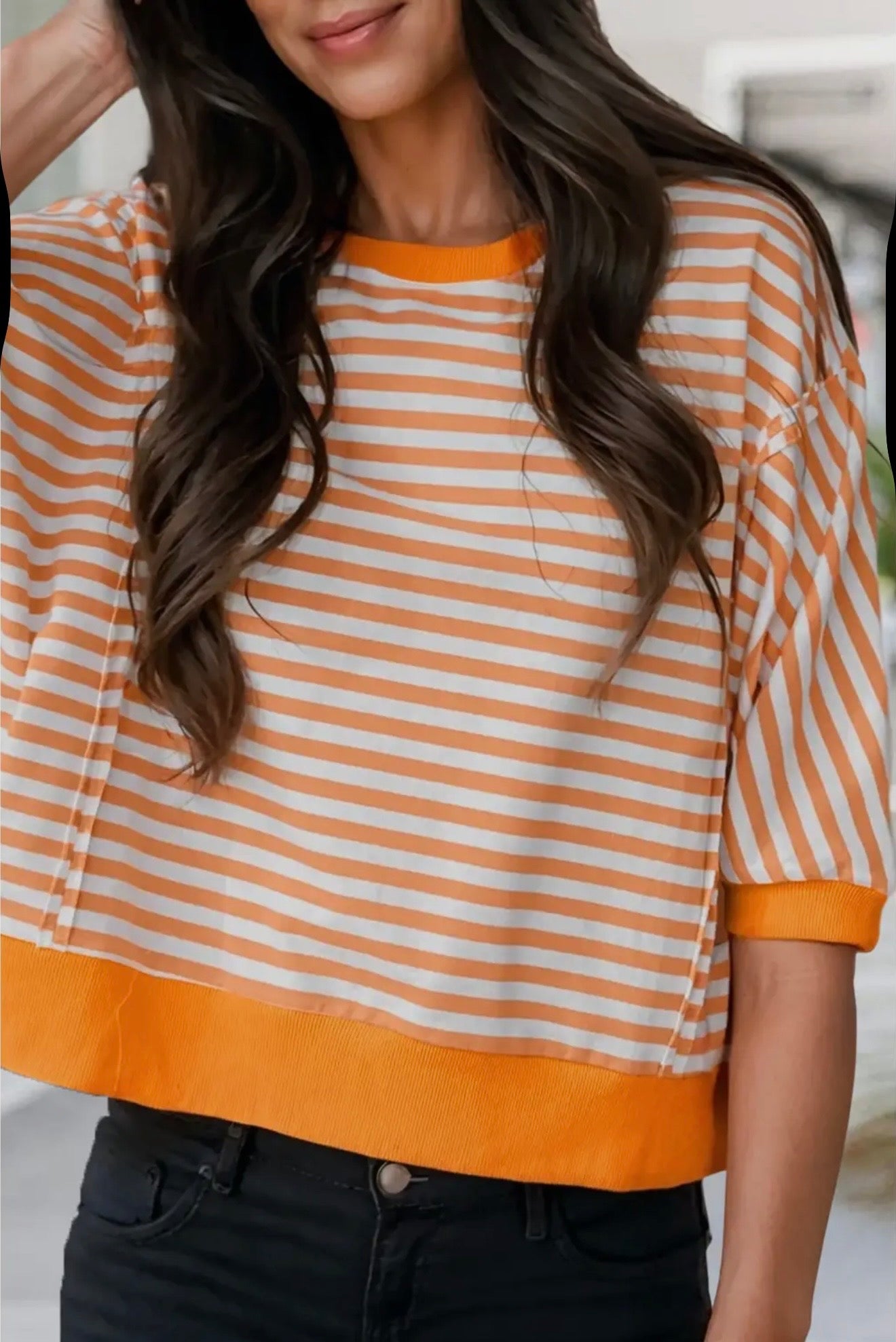 *Pre-order* Women’s Orange & White Stripe Top