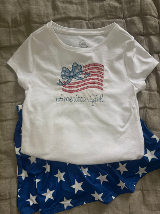 Girls American Flag Tee